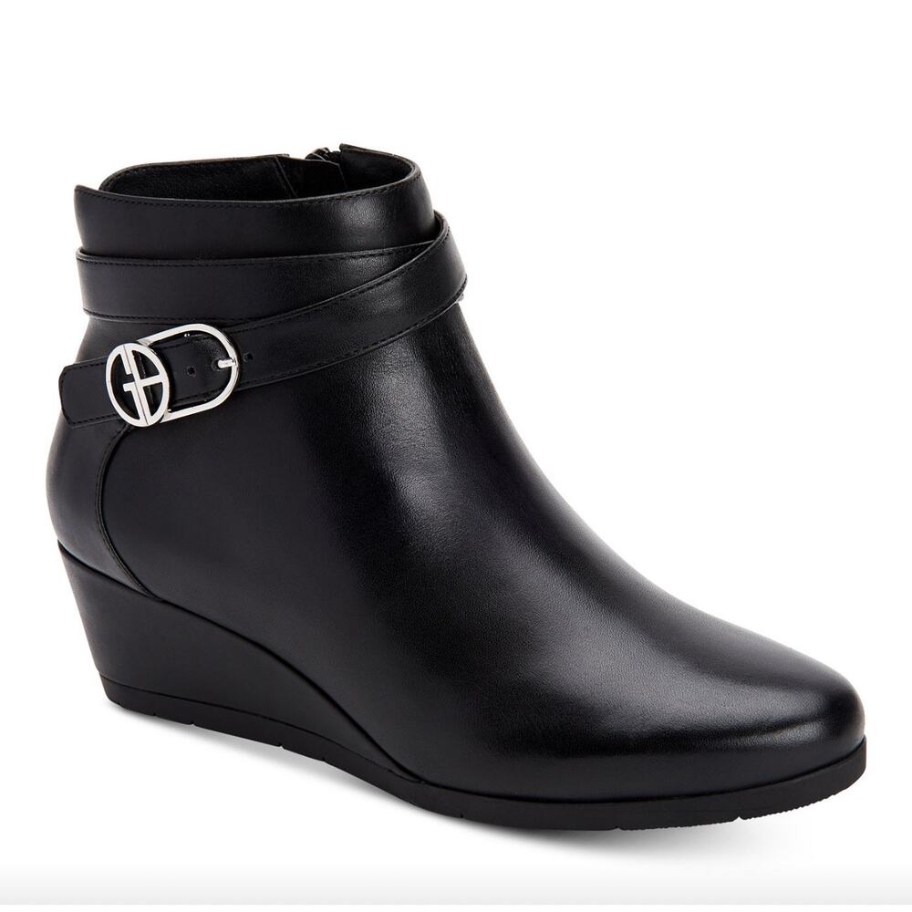 Giani Bernini Women's Cherub Memory Foam Ankle Wedge Booties Black Size 9.5M